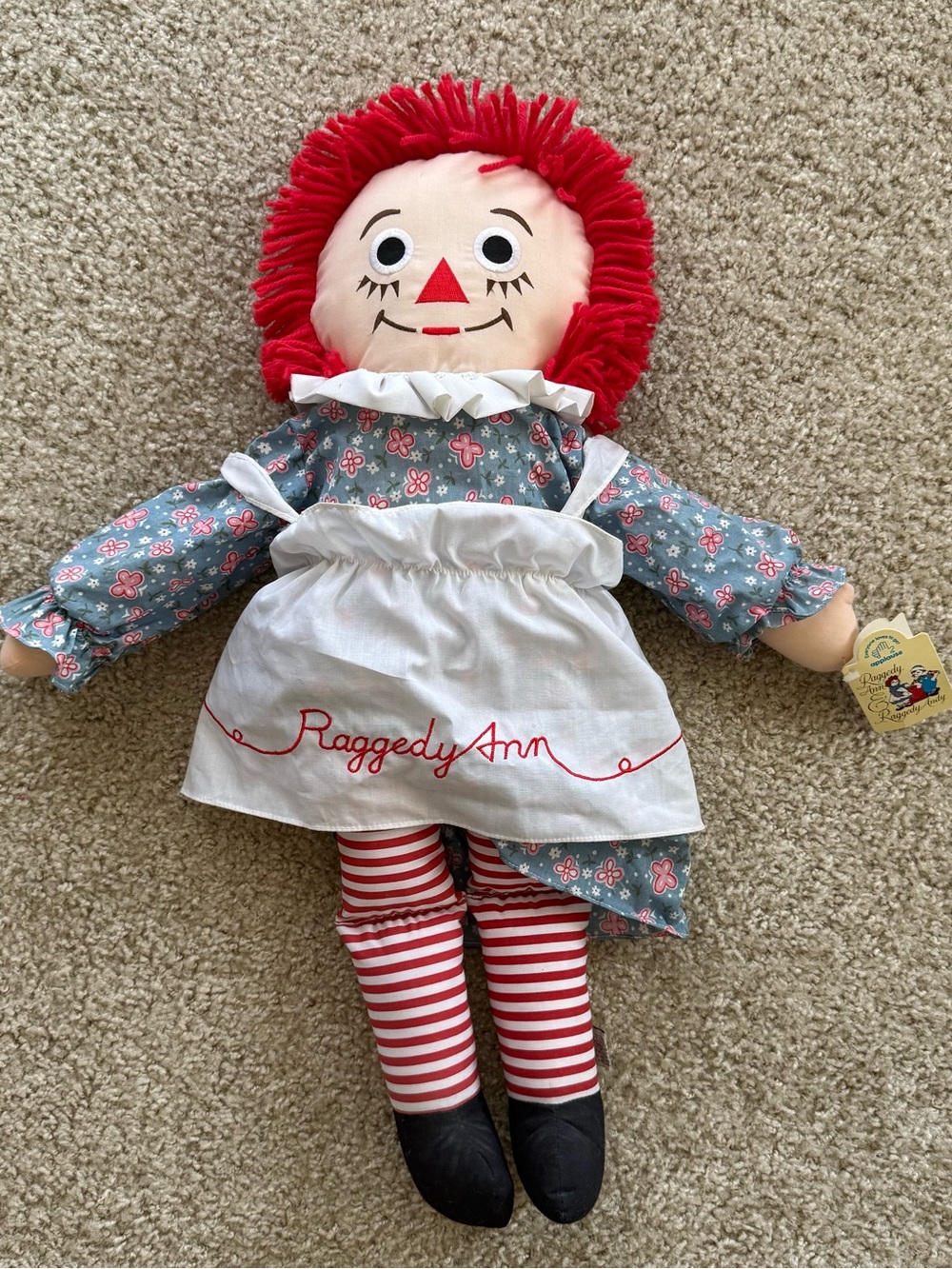 Vintage Raggedy Ann Doll Applause Plush Cloth Doll Red Yarn Hair 24”